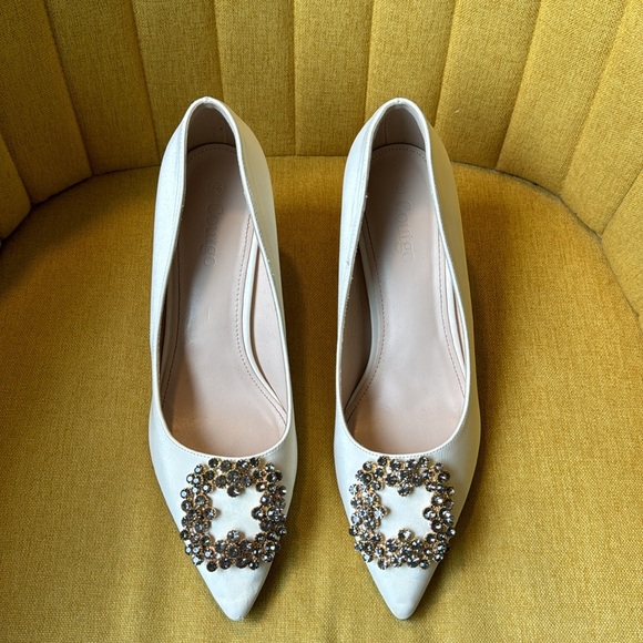 Ivory Rhinestone Pumps - Picture 3 of 7